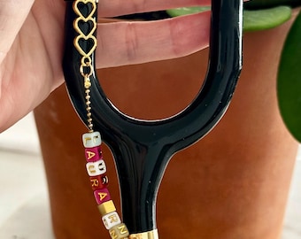 Personalized Double Cuff Stethoscope Charm: Custom Name Medical Gift