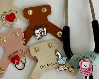 Engraved Leather Stethoscope Name Tag | Healthcare Accessories | Personalized Gifts for Nurses and Doctors | Custom Gifts for Nurses