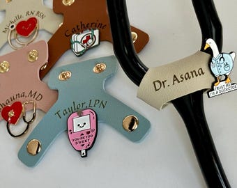 Engraved Leather Stethoscope Name Tag | Healthcare Accessories | Personalized Gifts for Nurses and Doctors | Custom Gifts for Nurses
