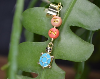 Personalized Turtle Stethoscope Charm – Custom Initials on Adjustable Cuff