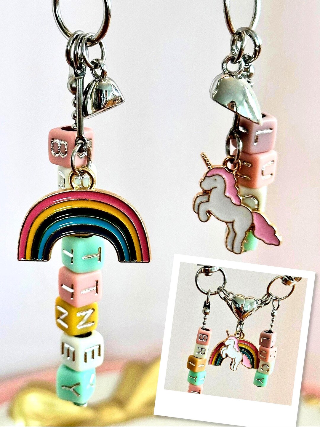 Custom Paired Magnetic Keychains – Personalized Couple Keychain Set ...