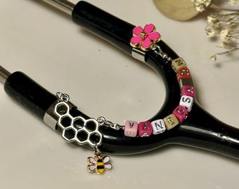 Personalized Bee Stethoscope Charm: Custom Name Medical Gift, Junctions Welded for Extra Security