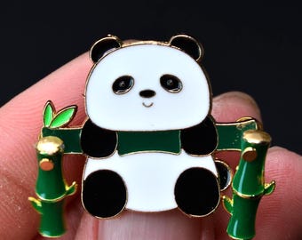 Pinsanity Cute Panda Bear Enamel Pin – Collector Grade Cloisonné, Gold Brass Plated, 1.25 Inches