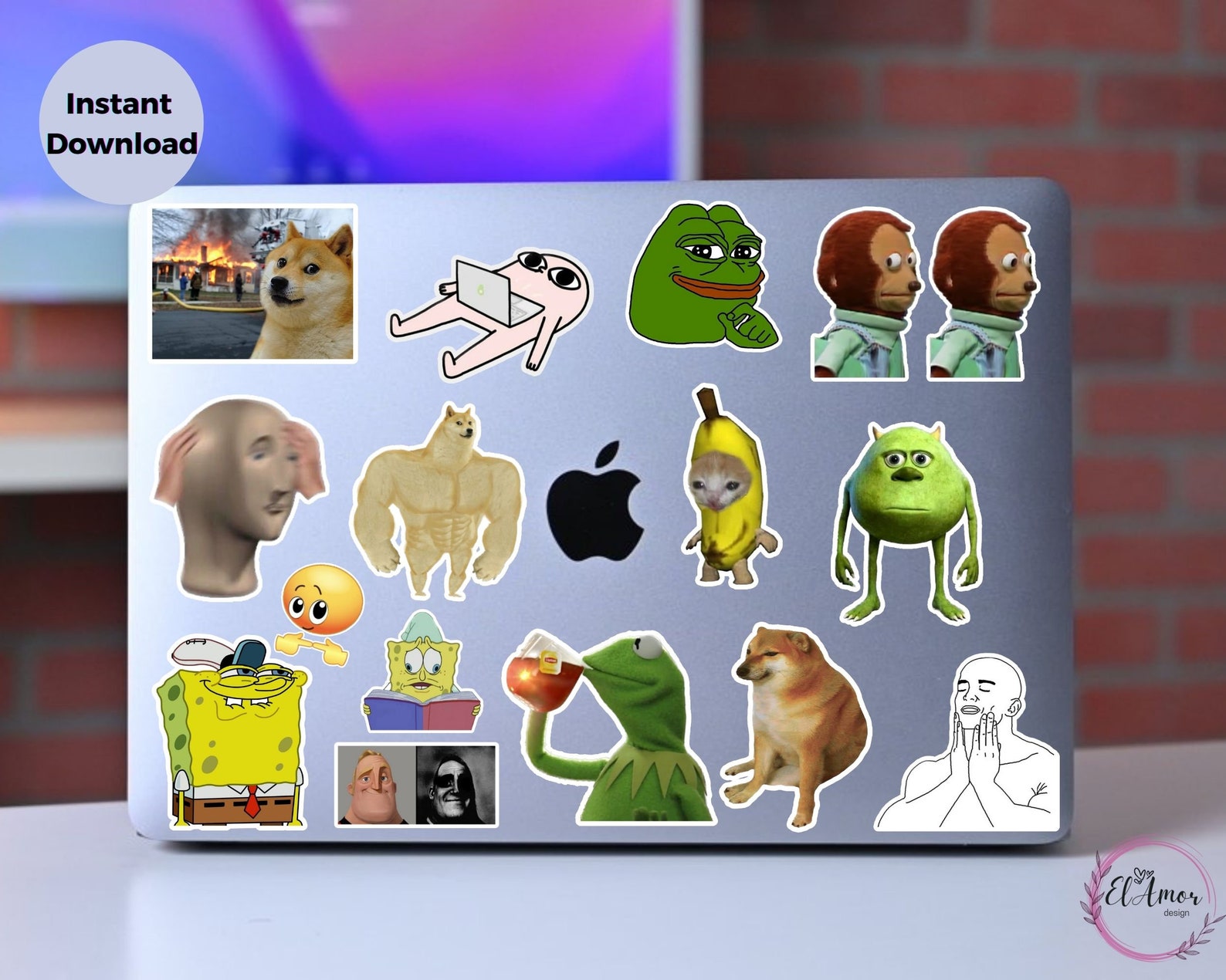 Printable Meme Sticker Pack | Digital Sticker | PDF, PNG | Funny Mood Meme Stickers | Laptop ...