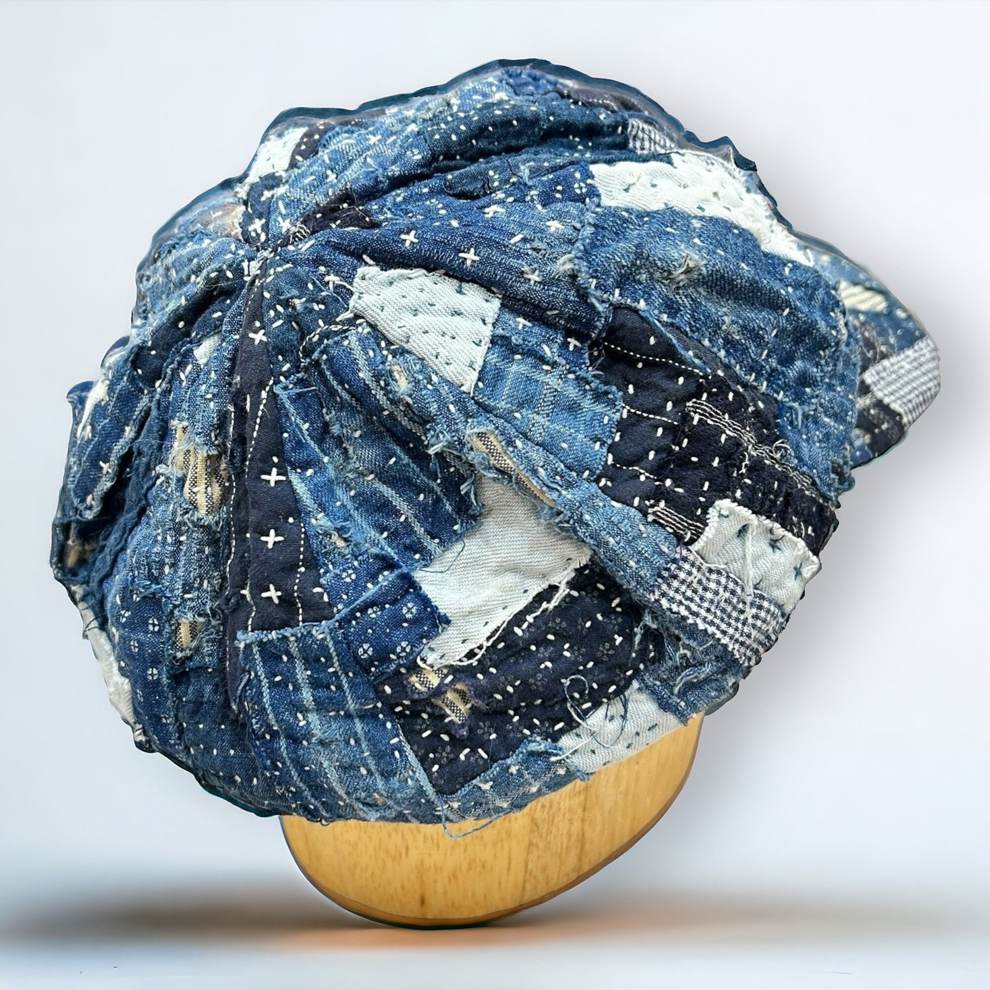 Sashiko Stitch Boro Patchwork Tattered Beret Cap - Etsy