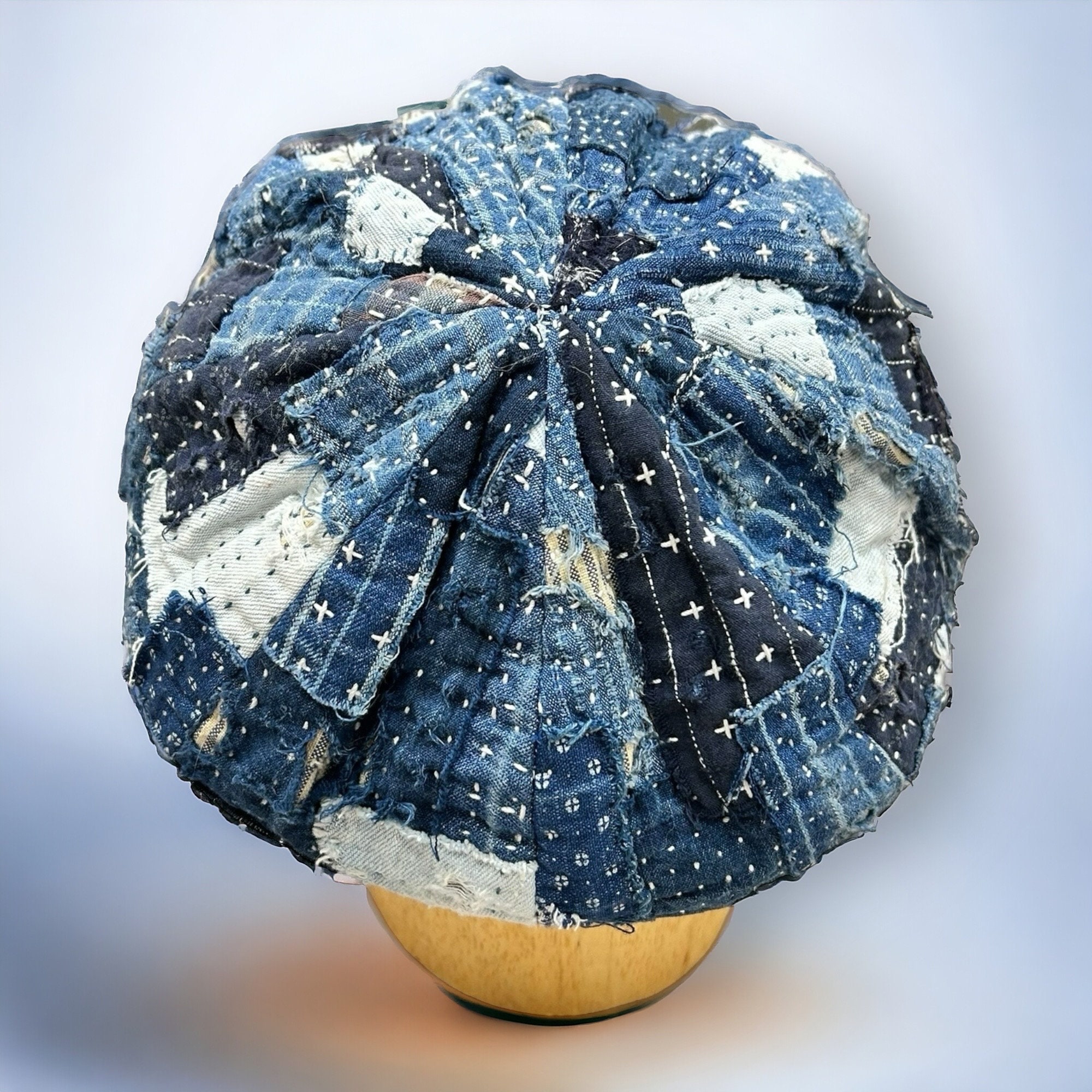 Sashiko Stitch Boro Patchwork Tattered Beret Cap - Etsy