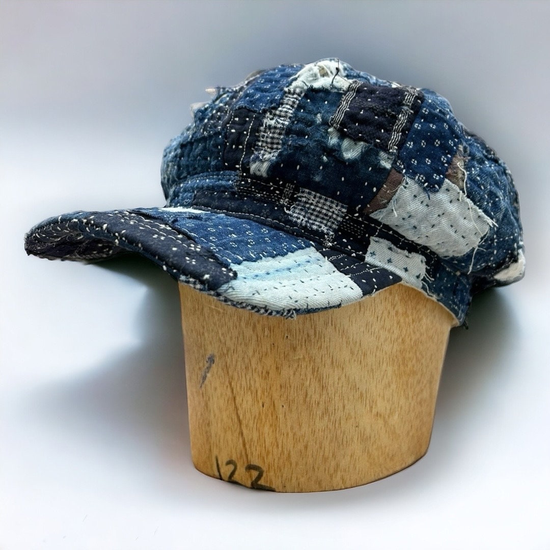 ✝️boro clothing ScrapQuilt Beret✝️ Sashiko Stitch Boro Patchwork Tattered Beret Cap - Etsy