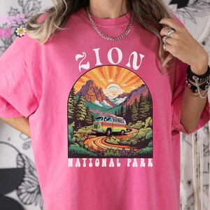Zion National Park groovy hippie national park shirt | camping van | adventure nature summer shirt | Comfort Colors shirt for summer