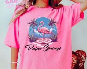 Palm Springs Flamingo Palmiers | Chemise Comfort Colors pour l'été
