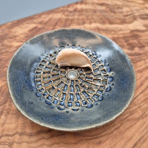 Blue ceramic grater for garlic and ginger (with brush)