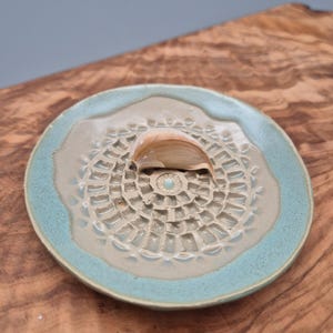 Blue ceramic grater for garlic and ginger (with brush)