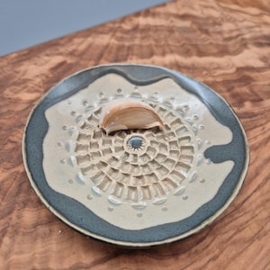 Blue-gray ceramic grater for garlic and ginger (with brush)