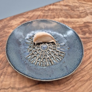 Blue ceramic grater for garlic and ginger (with brush)