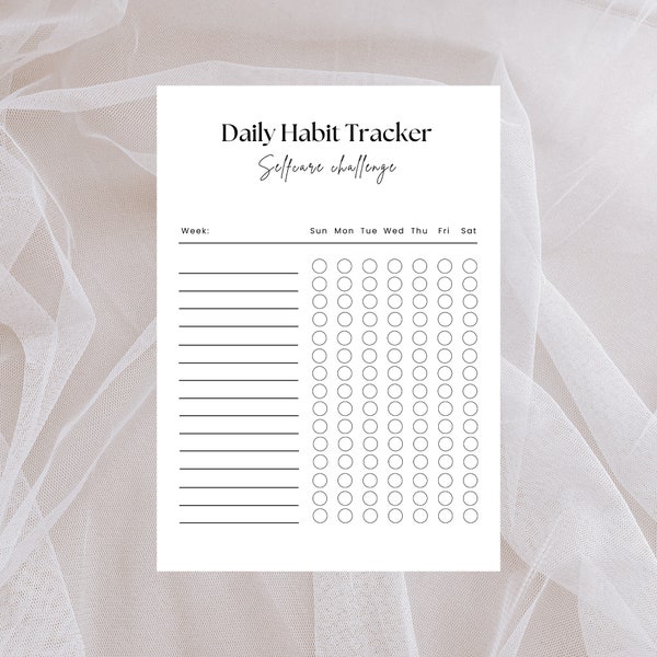 Printable habit tracker | One page A4 | Minimalistisch and modern design | Black and white | Digital Download
