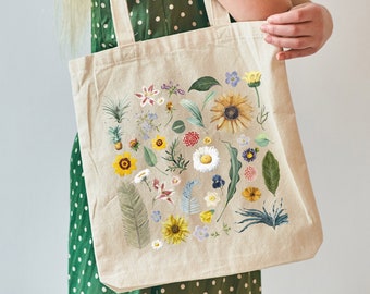 Sac fourre-tout fleurs sauvages, imprimé floral artistique, cadeau de fête de mariage