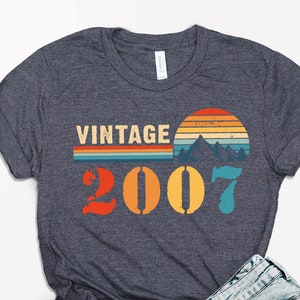 Vintage 2007 Shirt, 18th Birthday Tee, 2007 T-Shirt, 18th Birthday Party Shirt, 18th Birthday Gift for Men Women, Tees, 2007 Birthday Tee