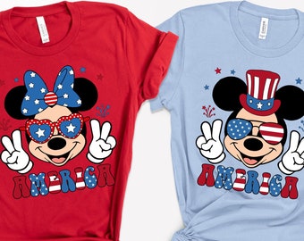 Mickey and Minnie 4th Of July American Flag Matching Shirt, Fourth Of July Disney Shirt,Disney American Tee, Disney Family Independence Day