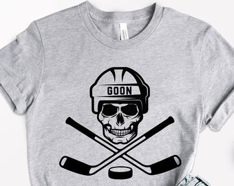 Vintage Skull Hockey T-Shirt, Retro Goalie Tee
