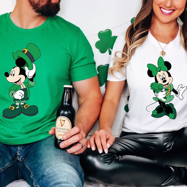 Disney St Patrick's Day Shirt, St. Patricks Mickey And Minnie Shirt, Disneyland Matching Shirts, Shamrock Disneyland Saint Patrick’s Day Tee