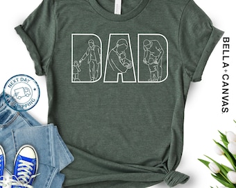 Custom Dad Portrait Shirt – Photo to Line Art, Personalized Father's Day Tee