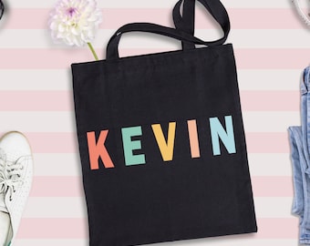 Custom Name Tote Bag, Personalized Reusable Shopper