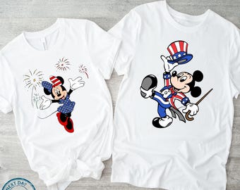 Mickey and Minnie Patriotic USA Matching Shirt, Disney 4th of July Shirt, Mickey and Minnie USA Shirt, Disney Couple Matching Shirt