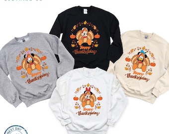 Mickey And Friends Thanksgiving Sweatshirt, Thanksgiving Group Sweat,Family Thanksgiving Long Sleeve, Thanksgiving Gift, Fall Disney Hoodie