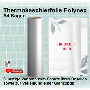 Thermokaschierfolie Polynex 110cmx31,5cm Durchsichtig / Klar - Veredelungsfolie Cellophanierfolie Laminierfolie
