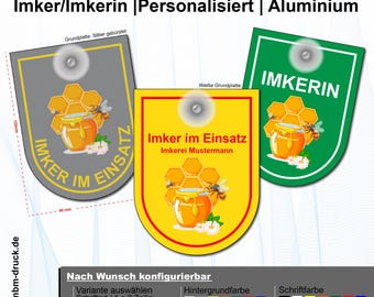 Aluminum suction cup sign beekeeper car coat of arms sign identification sign affiliation sign beekeeper beekeeper in action honey bee bee protection