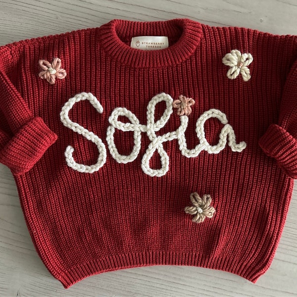Pull en tricot brodé personnalisé pour bébé/enfant en bas âge/enfant