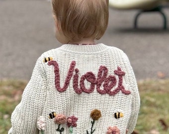 Custom Embroidered Infant/Toddler/Child Knit Cardigan Sweater
