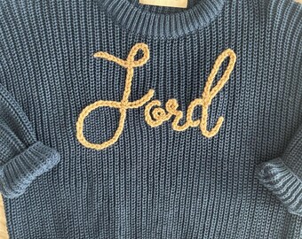 Off the coast BLUE - Personalized Name Infant/Toddler/Child Knit Sweater