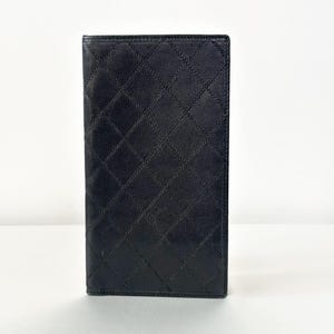 Chanel Black Quilted Leather Long Wallet