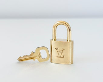 Vintage Gold Brass Lock and Key Set #318 by Louis Vuitton