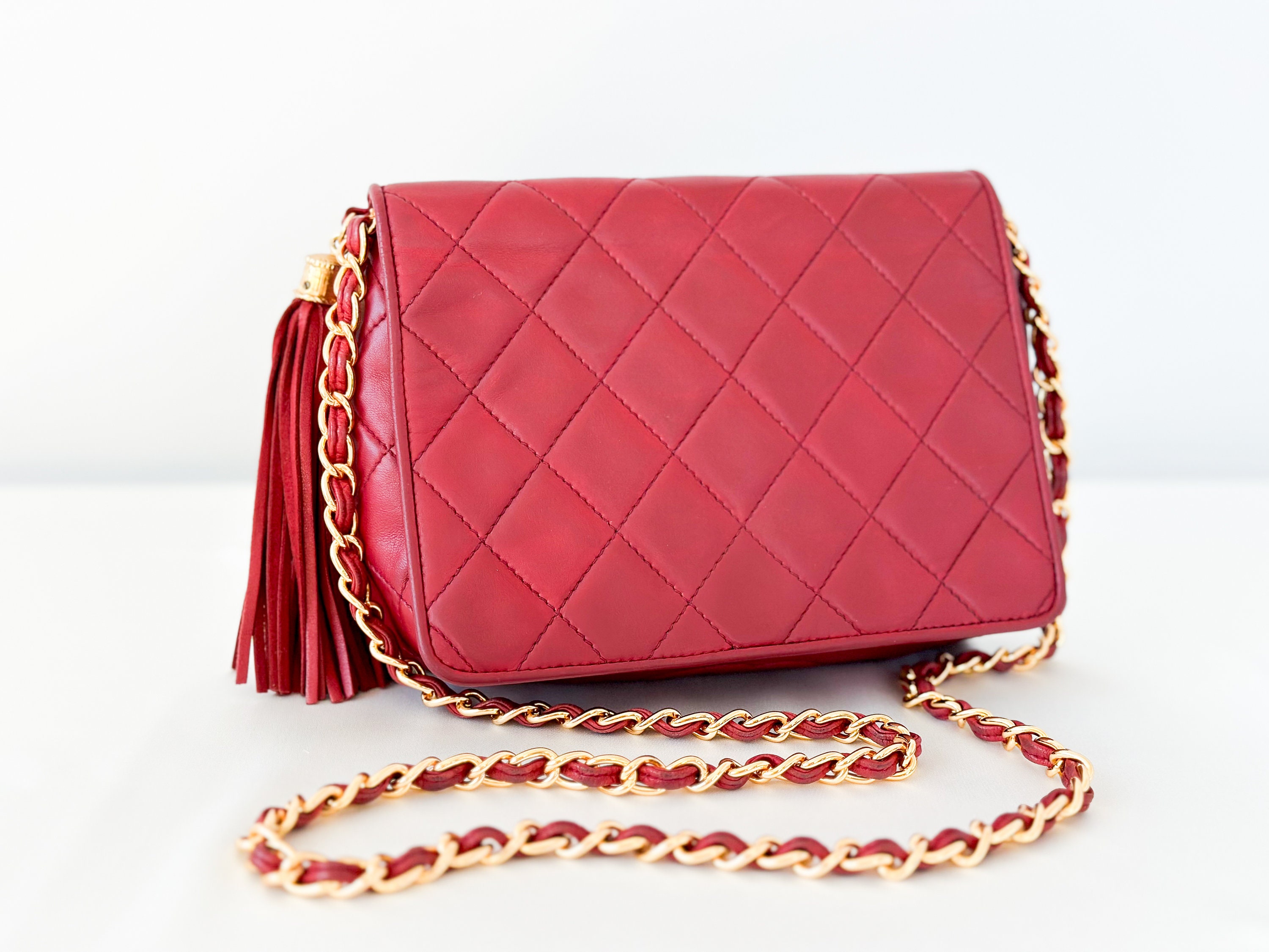 Treasures of NYC - Chanel Pink Gingham Tweed Chain Logo Bag