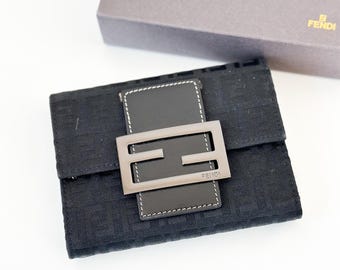 Authentic FENDI Vintage Zucca Pattern Short Wallet With Crossbody