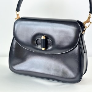 Gucci Vintage Black Leather Shoulder Bag