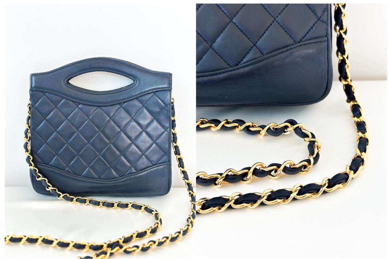 Vintage Chanel 31 Quilted Lambskin Small Shoulder Bag – Navy With