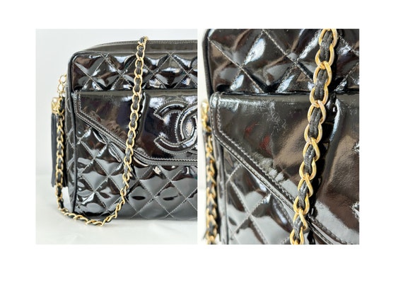 Vintage Chanel Patent Quilted Tassel Camera Bag - image 3