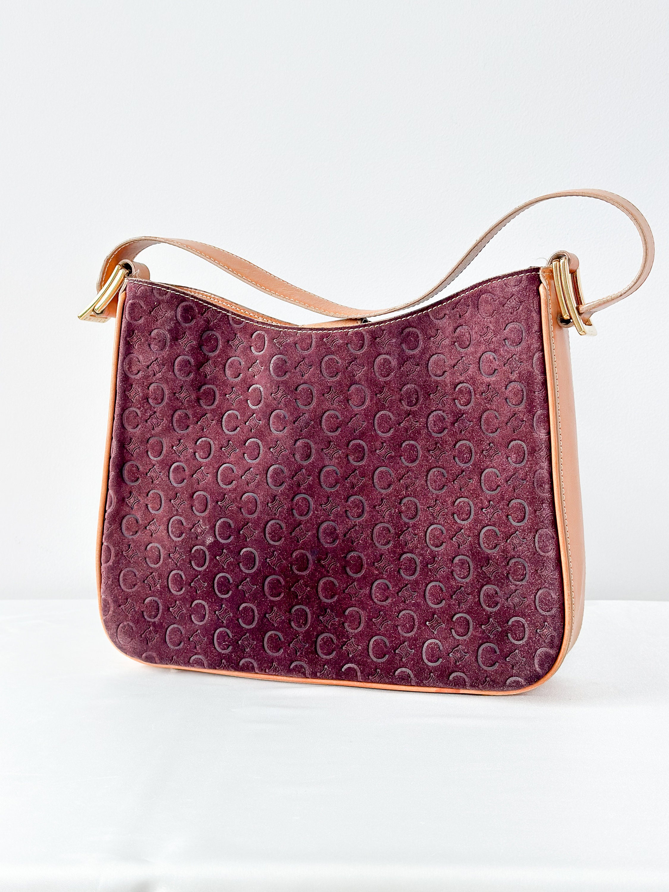 Celine Vintage Bordeaux Suede Bag - Etsy 