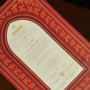 Gulistān Rosengarten Nikah-Zertifikat | Elegantes Archival Matte Nikahnama | Zeitloses Andenken