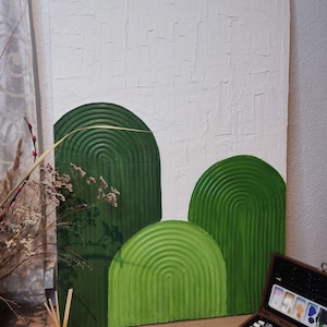 Abstract white/green arch painting |Texture paste| Contemporary Painting, Painting for Home Decor Minimalist and Modern |Abstract 3d artwork