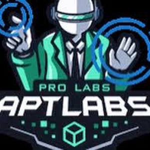 Puede incluir: Ilustración digital de una figura con blazer y corbata verdes, que lleva un casco blanco con visera. La figura interactúa con círculos holográficos azules. Los textos "PRO LABS" y "APTLABS" se muestran debajo.