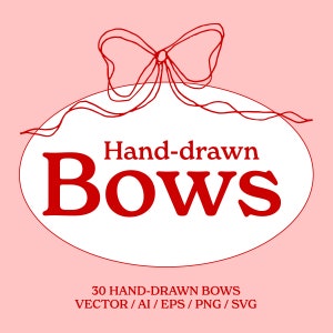 Ribbons and Bows Clip Art, Hand Drawn Bow PNG, Christmas Bow, Gift