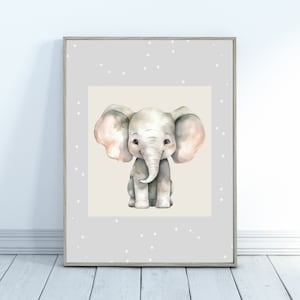 Printable Baby Room Wall Decor, Cute Elephant Digital Wall Art, Animal Decor, Baby Gift, Instant Download