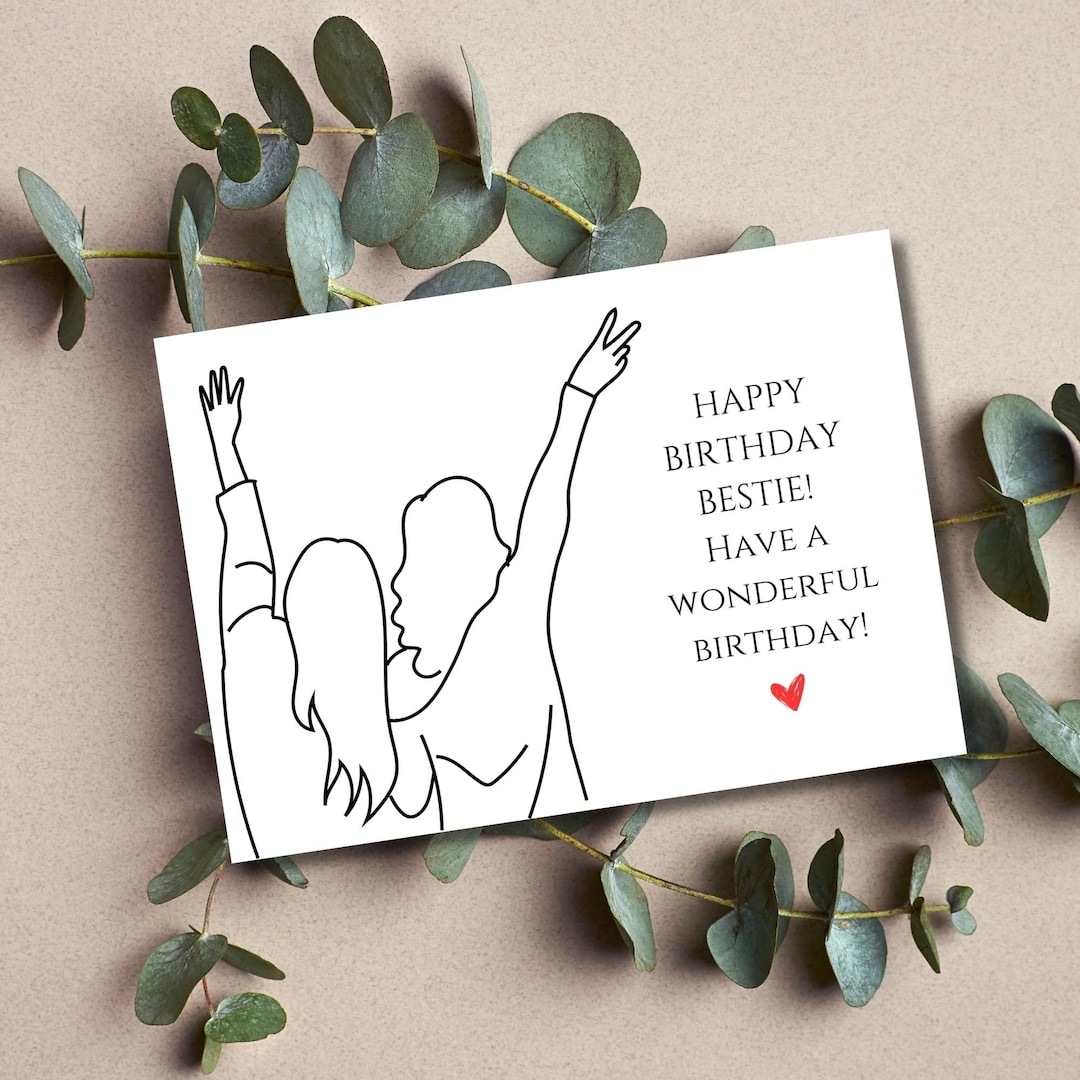Printable Happy Birthday Bestie Card, Birthday Wishes, Digital Birthday ...