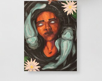 Woman and Koi Fish - Print
