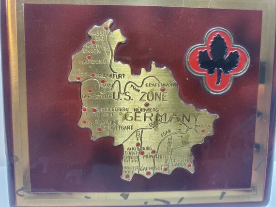 us zone germany cigarette case Vintage US Zone OCCUPATION GERMAN Brass Embossed Map Cigarette Case 6159/21