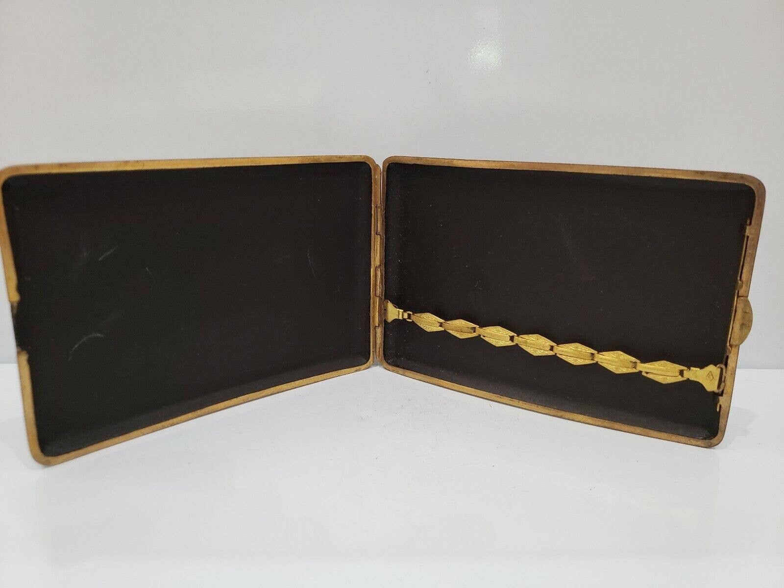 volupte usa cigarette case Vintage Volupte USA Enamel Brass Cigarette Case Birds Elephants 5.25