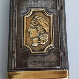 Vintage, Antique Flag Brass Logo Match Safe / CASE / Vesta / Holder 4000/31
